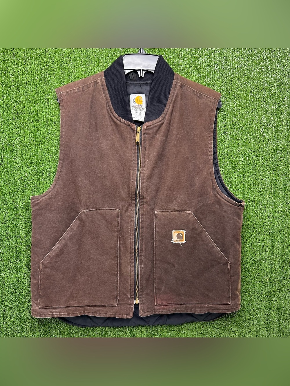 Carhartt V02 DKB Brown Duck Canvas Vest Men’s Size Large